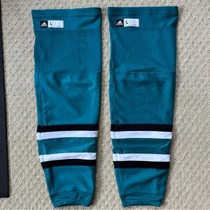 Brand New San Jose Sharks Adidas Evolve NHL Pro Stock Hockey Socks- L, XL, XL+